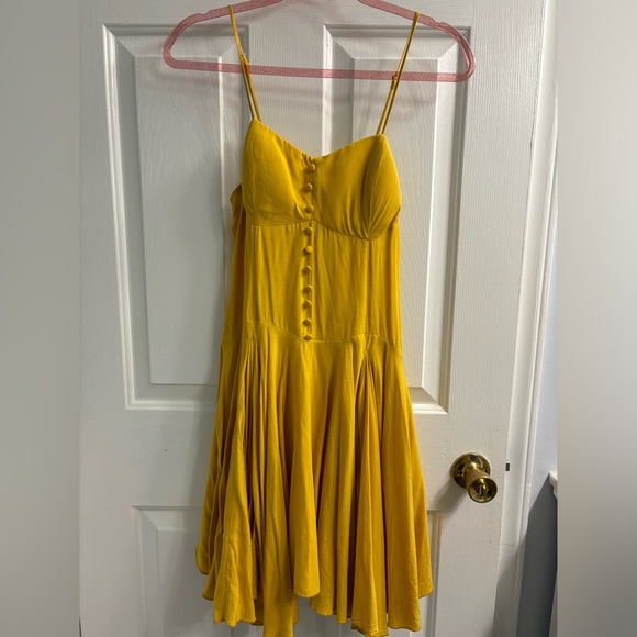ModCloth | size S | mustard yellow asymmetrical dress with buttons - Picture 2 of 3
